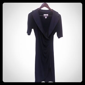 navy blue faux wrap dress
